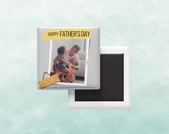 Father’s Day Photo Magnet – Pre-Designed Frame with “To the World’s Best Dad” Wood Tag – Custom Gift with Your Photo, Set of 6