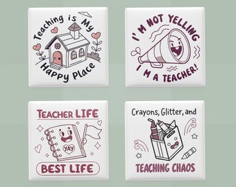 Funny Teacher Fridge Magnets: Classroom Decor - Set of 4