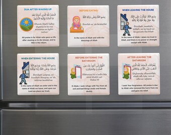 Juego de imanes para las súplicas islámicas diarias: aprendizaje musulmán en casa (5 x 5 cm)
