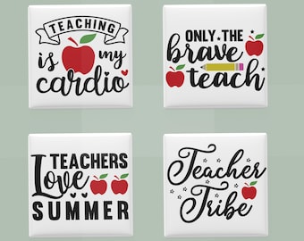 Teacher Magnet Set: Funny & Brave Teacher Gifts, Wood Decor