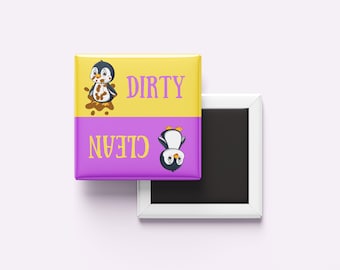 Clean Dirty Dishwasher Magnet: Kitchen Decor Sign (2x2 inches)