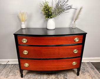 Federal‑Style Mahogany Dresser — Black, 3 Drawers, Delivery Available