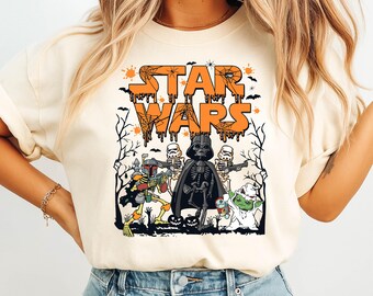 Comfort Colors Retro Star Wars Halloween Tee: Darth Vader Skeleton