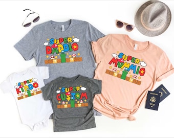 Super Daddio Game Shirt: Custom Family Matching T-Shirts,Gamer Dad Gift,Birthday Party Shirt,Father's Day Matching Family Tee