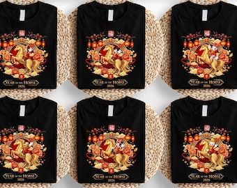 Disney Year Of The Horse Shirt, Mickey & Friends Chinese New Year Sweatshirt, Minnie Zodiac Tee, Daisy And Donald Lunar 2026 Sweater