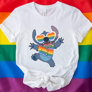 Cute Stitch Hawaii Rainbow LGBT Tee Shirt,Gay Lesbian T-shirt,Pride Month 2026,Disney Lilo And Stitch Pride Shirt T-shirt,Human Rights Shirt image 3