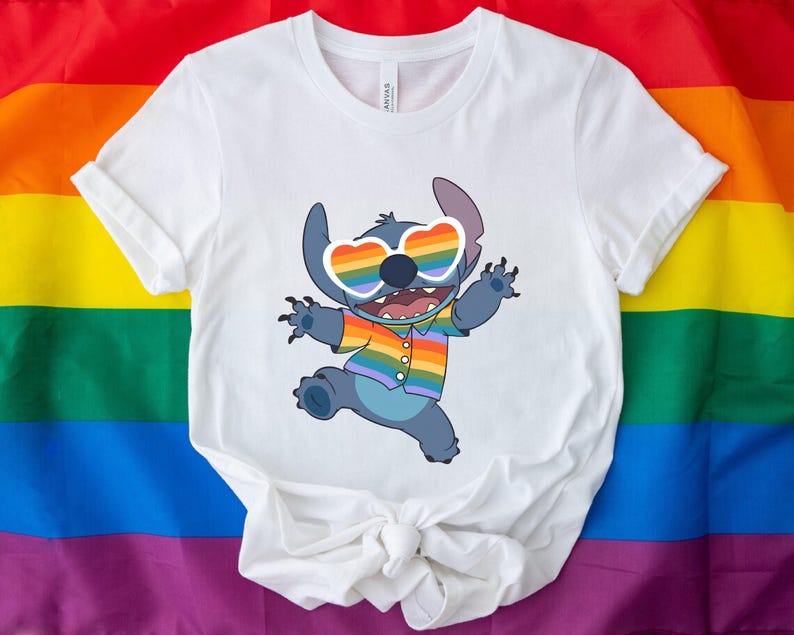 Cute Stitch Hawaii Rainbow LGBT Tee Shirt,Gay Lesbian T-shirt,Pride Month 2026,Disney Lilo And Stitch Pride Shirt T-shirt,Human Rights Shirt image 3