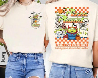 Aliens Pizza Planet Halloween T-Shirt,Toy Story Alien Spooky Season Shirt,Disney Family Vacation Tee,Disneyland Halloween Trip Shirt