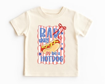 Bad Day To Be a Hot Dog Shirt,Funny Hot Dog T-Shirt,4th of July Shirt for Kids Youth Toddler, Patriotic Shirt