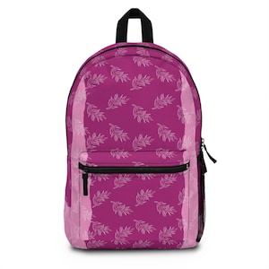 Backpack, Fall Leaves Pink Theme, Autumn, School Bookbag, Hiking Rucksack, Nature Lover Gift, Travel Backpack