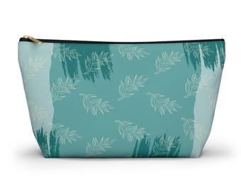Borsa per accessori autunnali color verde acqua / Borsa da viaggio elegante per il trucco, astuccio intrecciato con cerniera, regalo per lei, articoli essenziali per l&#39;organizzazione, atmosfera estiva