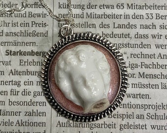Frozen Charlotte Doll Head Pendant: Vintage Shabby Chic Necklace