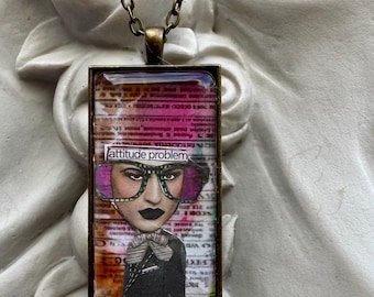Attitude Problem Domino Pendant Necklace Handcrafted By Alteredhead