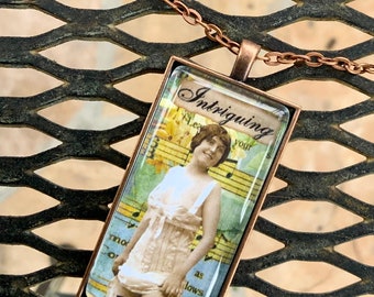 Intrigued Risque Pendant Alteredhead On Etsy Flapper Necklace Boudoir Victorian Themed Necklace Popular On Etsy Retro Flapper