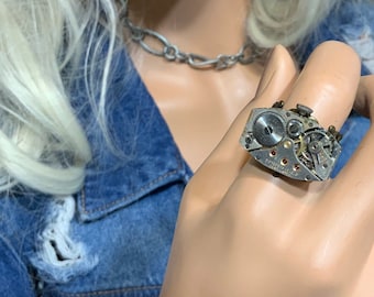 Steampunk Ring, Vintage Watch Parts, Unisex Rings, Watch Parts Jewelry, Found Objects Ring Watch Parts Vintage Rings By Alteredhead On ETSY