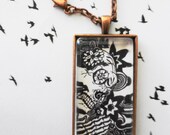 Sugar SKull Black and White Pendant Necklace Secret Sale 24 Inch Chain Alteredhead On Etsy Pendant Skull Themed Necklace Popular On Etsy