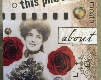 Her Beauty By Alteredhead On ETSY Artist Trading Cards Victorian Victorian Era Red Roses Cards Handmade ACEO Altered Artistry