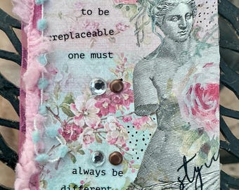 Shabby Chic ACEO: Mixed Media Fibre Kunst Karte mit Statue Büste