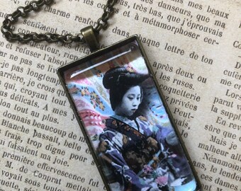 Micheeko Geisha Girl Necklace  Alteredhead On Etsy GEISHA GIRLS Asian Culture Necklace Cultural Jewelry Ethnic Necklace Japanese Style