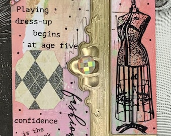 Fashion ATC: Mixed Media Art Card with Mannequin & Rhinestones