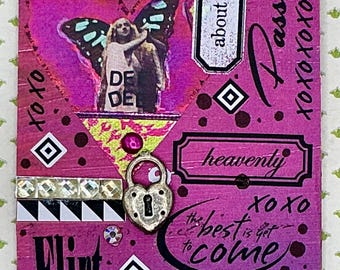 Be My Valentine ACEO Card: Altered Art ATC Mixed Media Collectibles