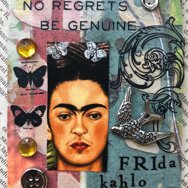 Tribute To Frida Kahlo Artist Trading Card Aceo originals Alteredhead on Etsy FRIDA KAHLO ART , atc , Art and Collectibles , Handmade