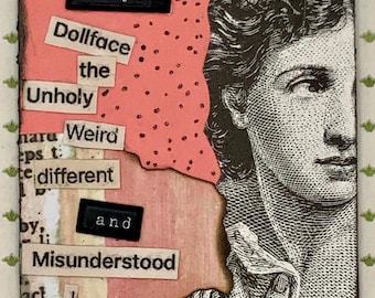 Dollface ATC: Mixed Media Altered Art Card - 'I See You'