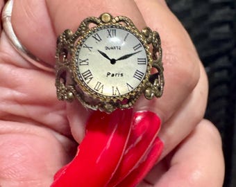 Clock Face Ring Chunky  Wide  Adjustable Band Brass  Rings Unisex Jewelry Best Of Etsy Handcrafted By Alteredhead