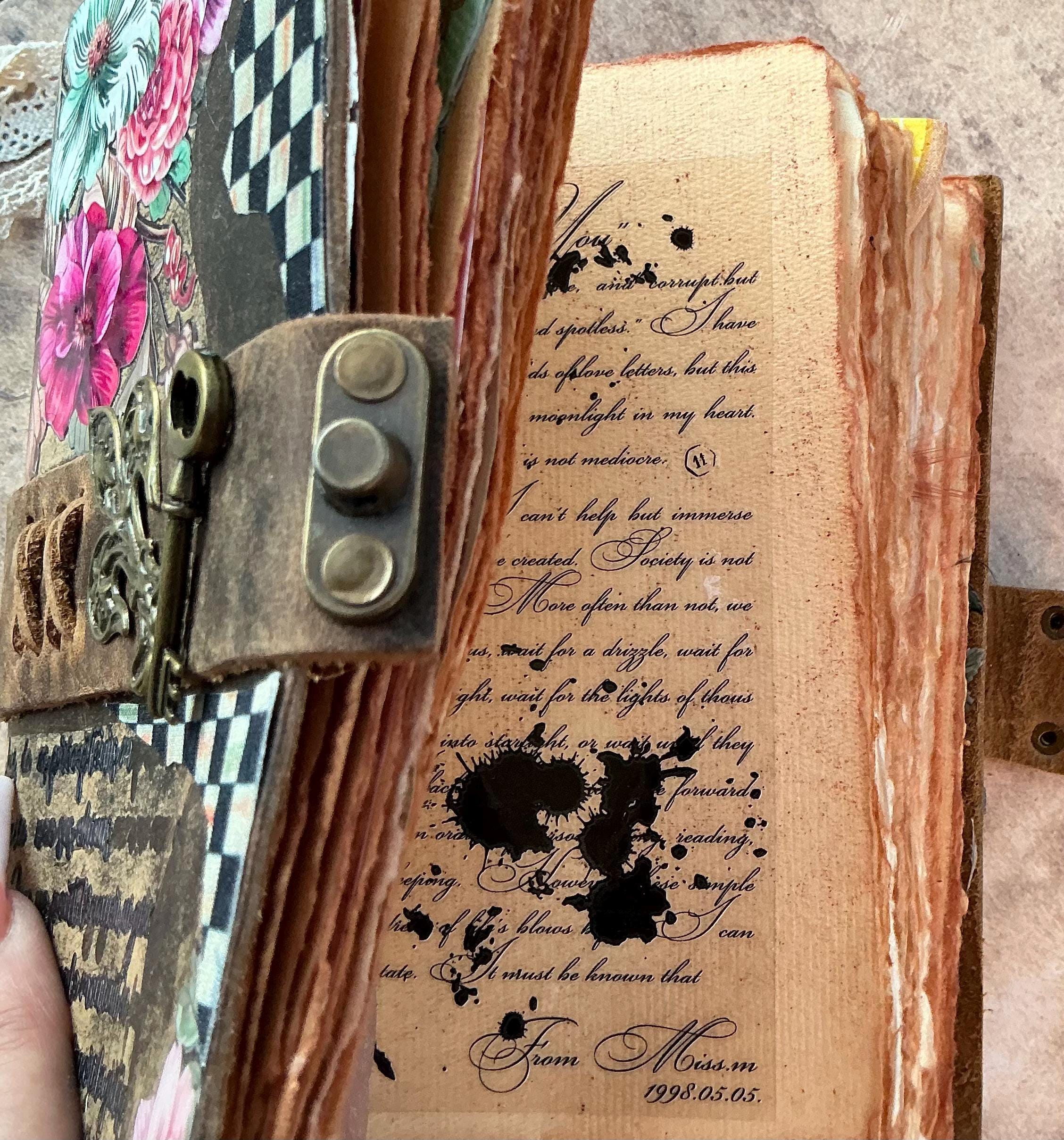 Altered Art Junk Journal: Leather Bound Mixed Media Vintage Look Book ...
