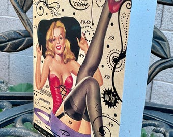 Pin Up Girl Greeting Card: Handmade Artist By Alteredhead