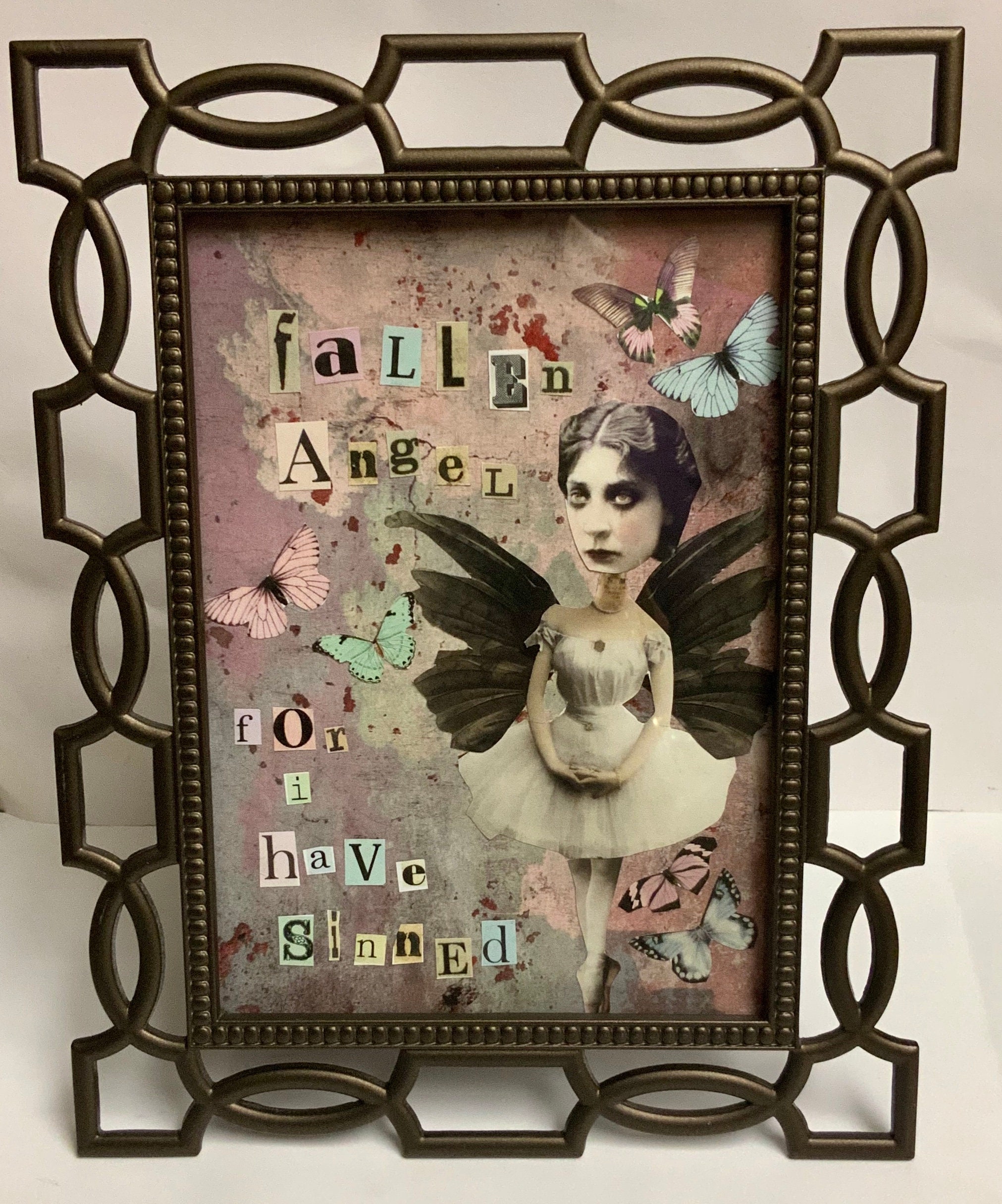 Fallen Angel Framed Art, Ransom Note ART Assemblage Art Alteredhead on ...