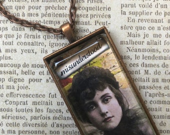 Misunderstood, Pendant Necklace, Domino Pendants, Alteredhead On Etsy, Statement Necklaces, Quote Necklaces, Emo Jewelry, ETSY JEWELRY Scene