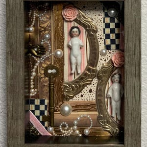 Doll House  Mixed Media Shadowbox Altered Art Vintage Assemblage Alteredhead On Etsy Frozen  Charlotte Doll Art  Whimsical Shadowbox Art