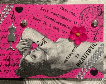 Rock It Vintage Nudes Valentines gifts  Hot Pink Cards  ACEO Atist Trading Cards Adult Gifts Adult Content Artist Trading Card Mature Cards