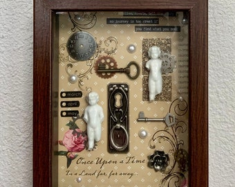 Once Upon A Time Mixed Media Shadowbox Altered Art Shabby Chic Alteredhead On Etsy Frozen Charlotte Doll Shadowbox Whimsical Shadowbox Art