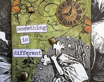 Something is Wrong Aceo originals, Artist Trading Cards, Alteredhead On Etsy, ATC, Gothic Nun  ACEO, Dark Art Cemetery Crosses Gravestones