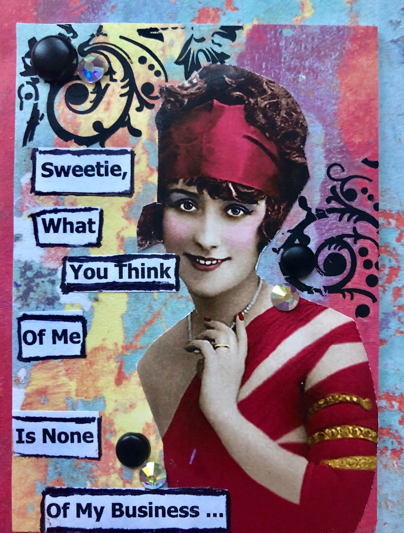 Not My Business ACEO ORIGINALS Handmade Ooak , Artist Trading Card Limited Edition Flapper ACEO