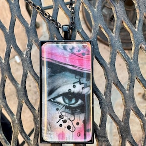 1980 Vibes Punk Rock  Modern Jewelry, Pendant Necklace, Domino Pendants , Alteredhead On ETSY , Fashion Statement Summer Trends Eyes Pendant
