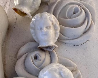 Antique Large Frozen Charlotte Doll Heads: 5 Count Altered Art Relics