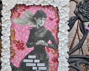 Beautiful Chaos Collage Framed  Wall Artwork Pink Art Collage Alteredhead On ETSY Victorian Gothic Collage Butterfly Frame Feminine Artwork