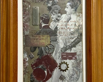Speakeasy Collage Art: Vintage 1920s Mixed Media Assemblage