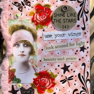 Schauen Sie sich um ACEO ORIGINALS Shabby Chic Art Künstler-Sammelkarte Mixed Media Art Sammlerstücke Flapper Wings Fiber Art Alteredhead Für Etsy