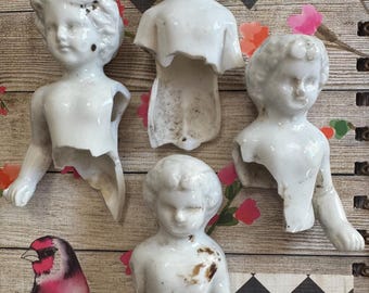 Frozen Charlotte Dolls Rare 4 Large Doll Busts Antique Collectibles Authentic Genuine Doll Lot By Alteredhead
