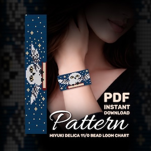 Miyuki Delica Bead Loom Bracelet Pattern, Magical Owl Bracelet Design, Loom Beading Chart  (Digital Download)