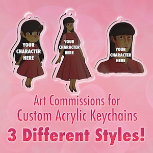CUSTOM DRAWN Acrylic Keychains (Double Sided) - Cartoon/Anime/Chibi Style, Realistic Style Custom Art Commission