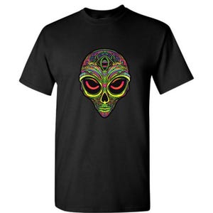 Cosmic Psychedelic Alien T-Shirt/Funky Graphic Tee/ Out-of-This-World Design/Retro UFO Vibes/Unique Gift for Sci-Fi Lovers
