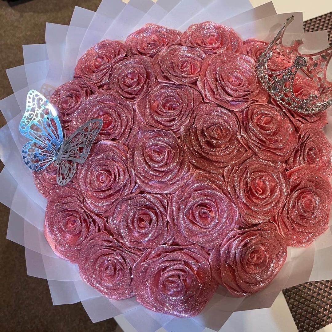 Pink Glitter Eternal Rose Bouquet - Etsy