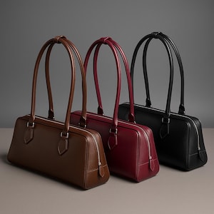 Bolso de piel de vacuno de lujo para mujer, clásico, en negro, marrón, vino tinto, elegante bolso de hombro, regalo para su estilo.