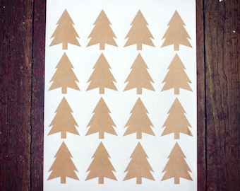 Set of 16- Blank Christmas Tree Stickers