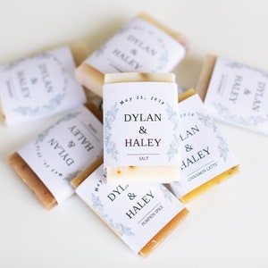 Mini Wedding Soap Favors Classic Guest Soaps with white wraps Choose your scent Customize your wrap design image 2